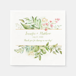 Botanicals Roze Bloemen Goud Geometrische Receptie Servet