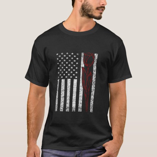 Botanicus Liefde Tulpentuin Bloem Retro Amerikaans T-shirt (Voorkant)