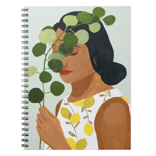 Botanie Portret - Vrouw met Groenelementen Notitieboek (Voorkant)
