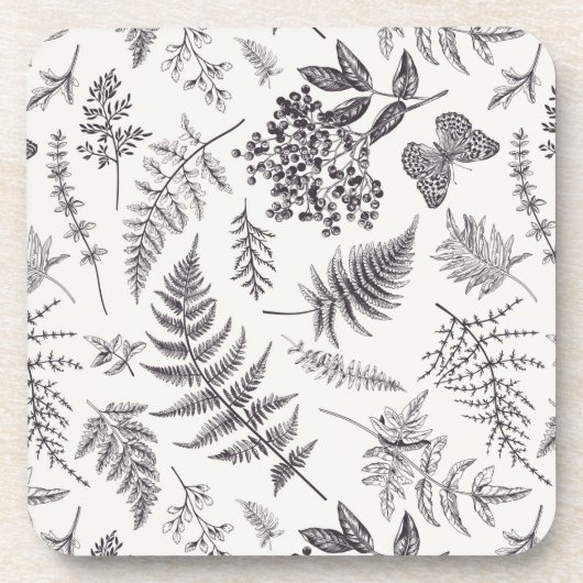  botanie & vlinderpatroon bier onderzetter (Voorkant)