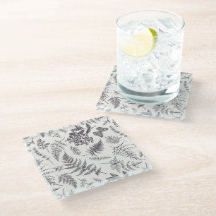 botanie & vlinderpatroon glazen onderzetter