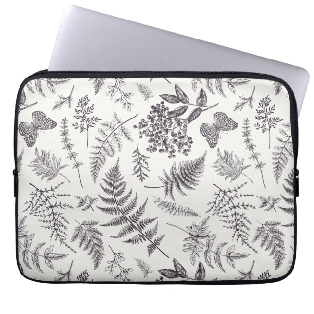  botanie & vlinderpatroon laptop sleeve (Voorkant)