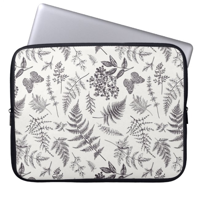  botanie & vlinderpatroon laptop sleeve (Voorkant)