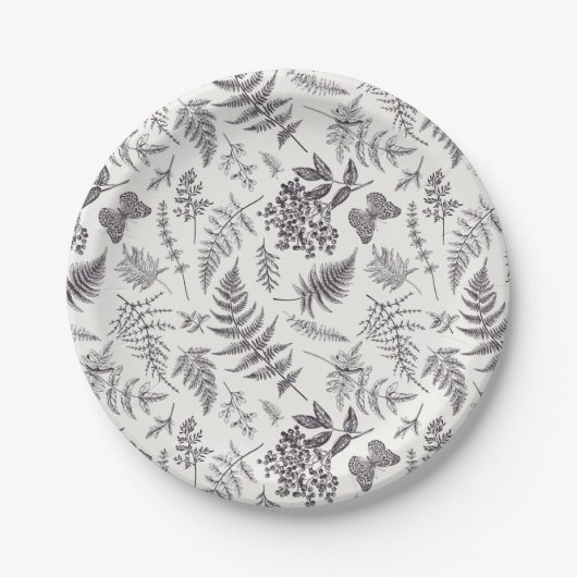  botanie & vlinderpatroon papieren bordje (Voorkant)