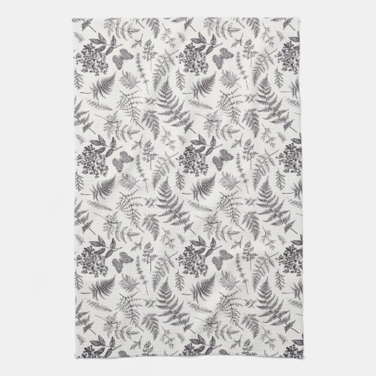 botanie & vlinderpatroon theedoek (Verticaal)