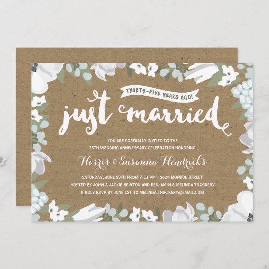 Botanisch | 35e trouwdagfeest kaart (Voorkant / Achterkant)