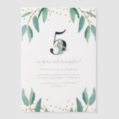 Botanisch 5e Verjaardagsfeest Vellum Uitnodigingen (Voorkant)