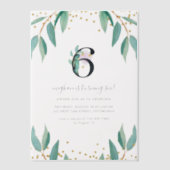 Botanisch 6e Verjaardagsfeest Vellum Uitnodigingen (Voorkant)