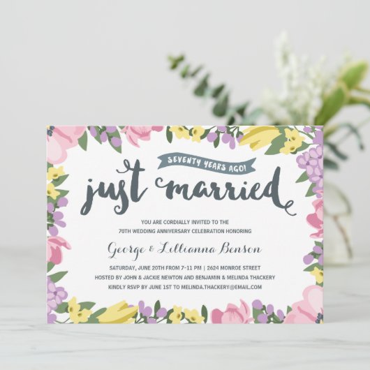 Botanisch | 70ste trouwdagfeest kaart (Staand voorkant)