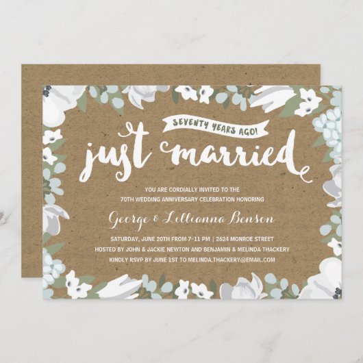 Botanisch | 70ste trouwfeest kaart (Voorkant / Achterkant)