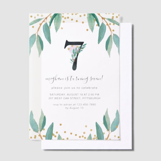  Botanisch 7e Verjaardagsfeest Vellum Uitnodigingen (Offset)