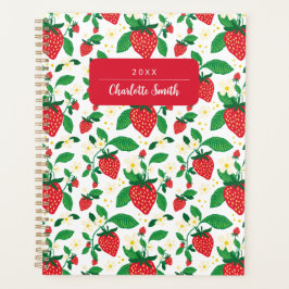 Botanisch aardbeien bloemenpatroon planner