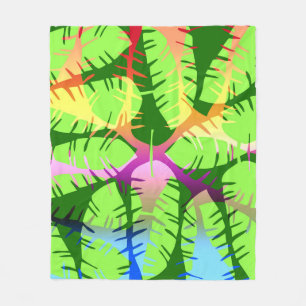 BOTANISCH ABSTRACT BANANENBLADEREN FLEECE DEKEN
