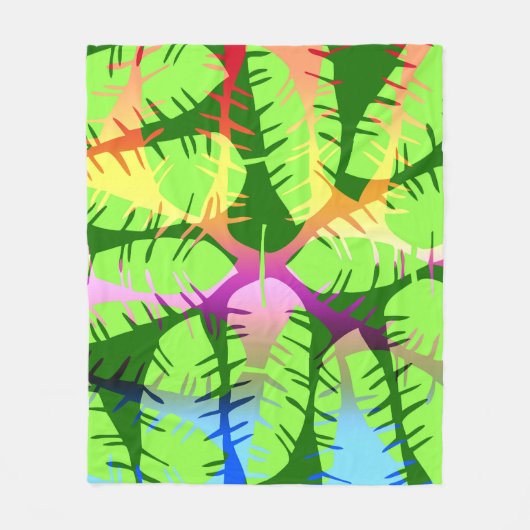BOTANISCH ABSTRACT BANANENBLADEREN FLEECE DEKEN (Voorkant)