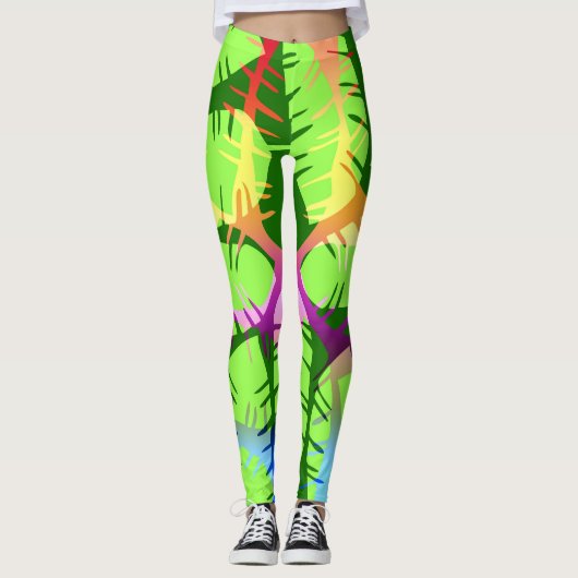 BOTANISCH ABSTRACT BANANENBLADEREN LEGGINGS (Voorkant)
