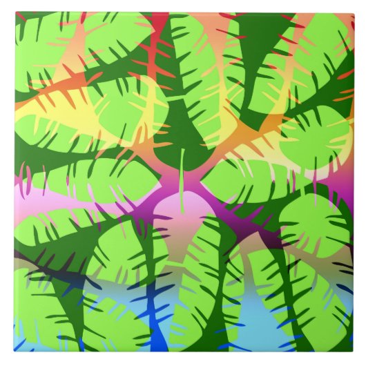 BOTANISCH ABSTRACT BANANENBLADEREN TEGELTJE (Voorkant)