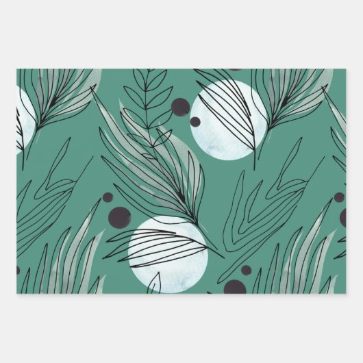 Botanisch Abstract patroon Inpakpapier Vel (Voorkant)