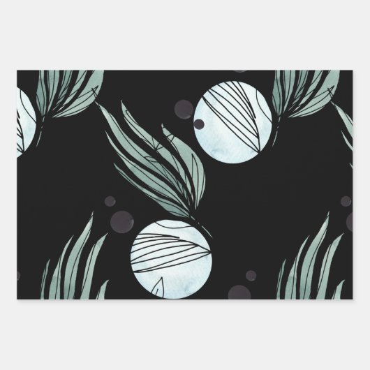 Botanisch Abstract patroon Inpakpapier Vel (Voorkant 3)