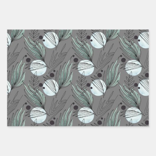 Botanisch Abstract patroon Inpakpapier Vel (Voorkant 2)