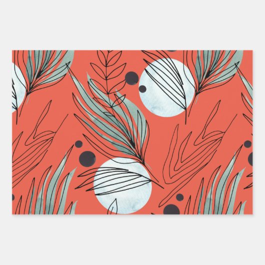 Botanisch Abstract patroon Inpakpapier Vel (Voorkant)