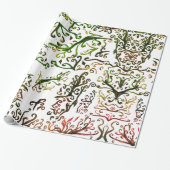 Botanisch Abstract Verpakkingsdocument Cadeaupapier (Uitgerold)