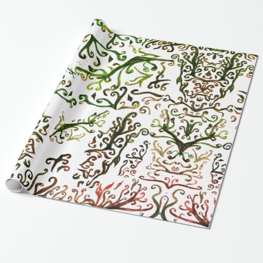 Botanisch Abstract Verpakkingsdocument Cadeaupapier (Uitgerold)