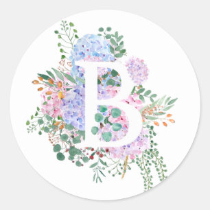 Botanisch alfabet B hortensia bloemen Ronde Sticker