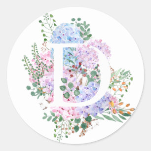 Botanisch alfabet D hortensia bloemen Ronde Sticker