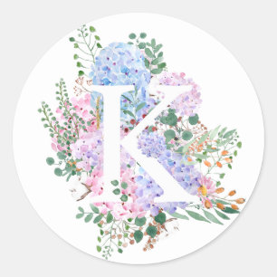 Botanisch alfabet K hortensia bloemen Ronde Sticker