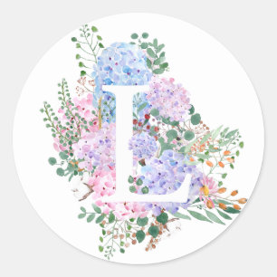 Botanisch alfabet L hortensia bloemen Ronde Sticker
