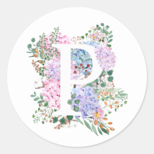 Botanisch alfabet P hortensia bloemen Ronde Sticker