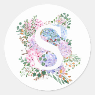 Botanisch alfabet S hortensia bloemen Ronde Sticker