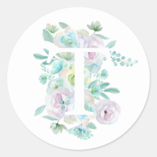 Botanisch alfabet T groen en paarse bloemen Ronde Sticker