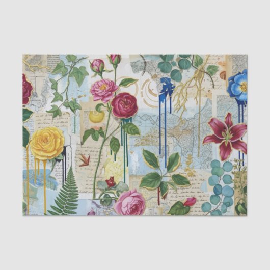 Botanisch-ambachtelijke collage tissue tissuepapier (Voorkant)