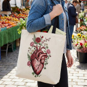 Botanisch Anatomisch Hart - Vintage Bloemendesign Tote Bag