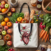 Botanisch Anatomisch Hart - Vintage Bloemendesign Tote Bag