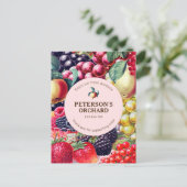 Botanisch Antieke Vruchten Lokale Boer Label Briefkaart (Staand voorkant)