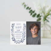 Botanisch aquarel Aangepaste foto Bar Mitswa Briefkaart (Staand voorkant)