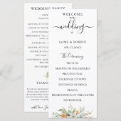 Botanisch aquarel bloem lelie bruiloft programmakaart (Voorkant / Achterkant)