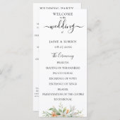 Botanisch Aquarel Bloemige Lelie Bruiloft Programmakaart (Voorkant / Achterkant)