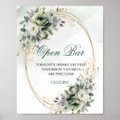 Botanisch Aquarel Open Bar Tafelkaart Poster (Voorkant)