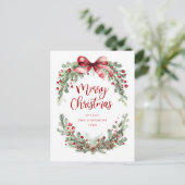 Botanisch Aquarel Prettig Kerstfeest Feestdagenkaart (Staand voorkant)