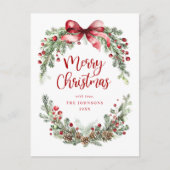 Botanisch Aquarel Prettig Kerstfeest Feestdagenkaart (Voorkant)