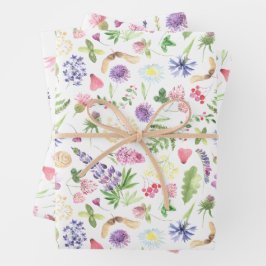 Botanisch Aquarel Wilde Bloem Cadeau Inpakpapier Vel