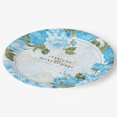 Botanisch Baby Blauw Bloemen Ontwerp Papieren Bordje (Gekanteld)