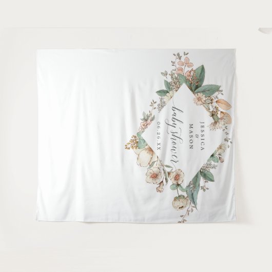  Botanisch Baby shower Achtergrond Wandkleed (Voorkant (horizontaal))