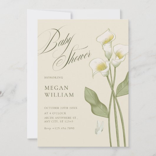 botanisch baby shower kaart (Voorkant)