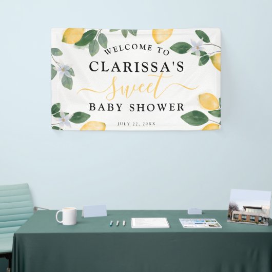 Botanisch Baby shower met lam en groen zoet Spandoek (Beurs)