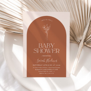 Botanisch Baby shower op Arch Terracotta minimalis Kaart