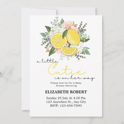 botanisch baby shower van citroencitrus kaart (Voorkant)